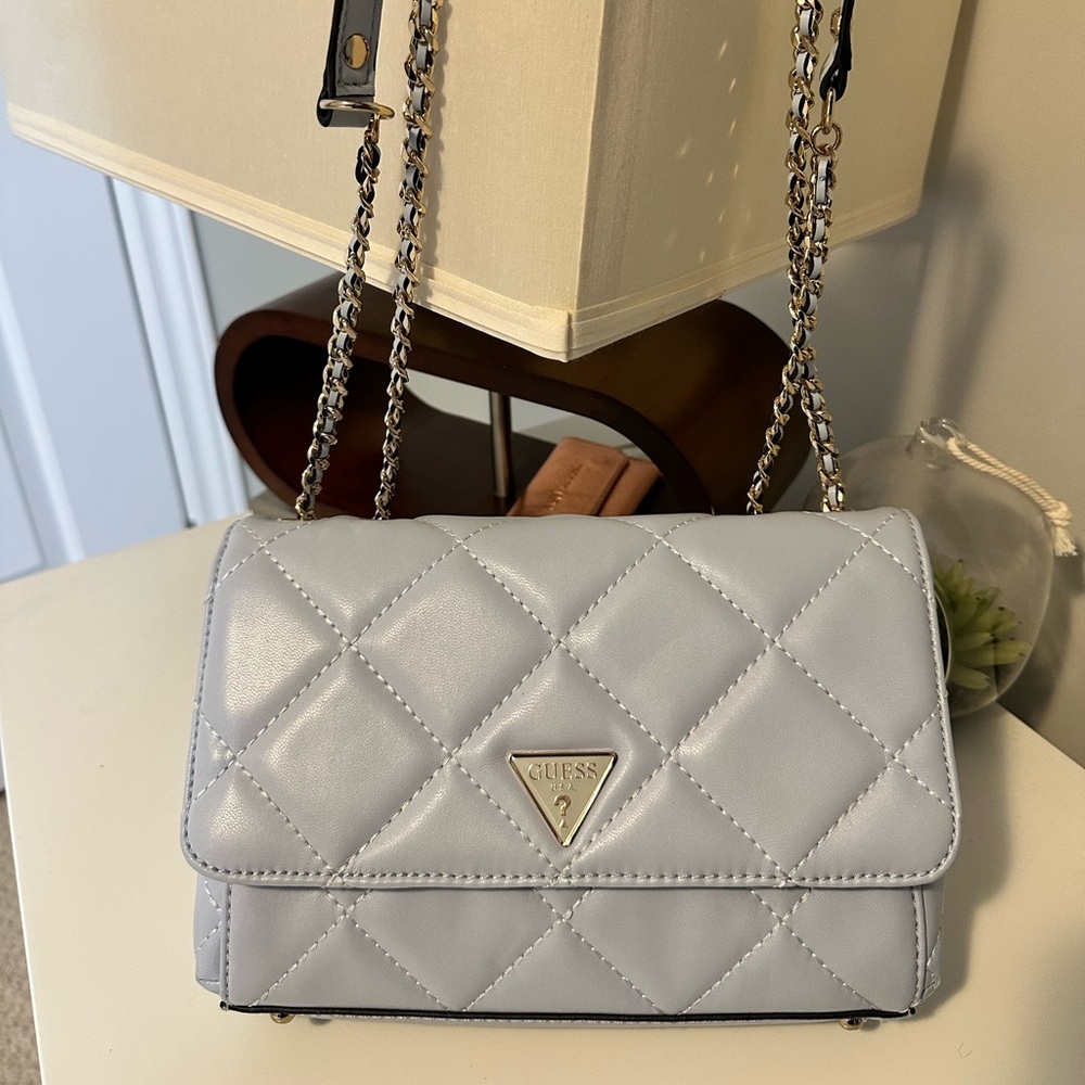 Quilted baby blue Guess bag (crossbody and shoulder)